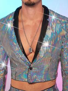 FeverCity Men's Plaid Short Suit Set - Multicolor - View 2