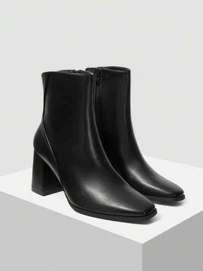 MOTF PREMIUM WOMEN FASHION SIMPLE SOLID COLOR SIDE ZIP HIGH HEEL ANKLE BOOTS FOR AND NEW YEAR HOLIDAY, SPRING SHOES SPRING BREAK EASTER FOR CHRISTMAS