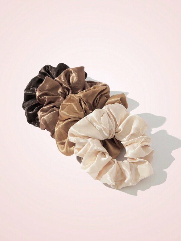 SHEIN MOD 4pcs/Pack Women's Cute Everyday Scrunchies, Suitable For Vacation, Wedding, School Hair Ties Ponytail Holders Hair Elastics Hair Rope