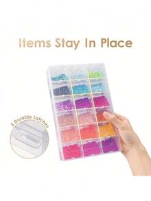 36 格透明塑料收纳盒容器，珠盒收纳盒，贴纸收纳盒，带可调节隔板的工艺品收纳盒，适用于珠子、艺术 DIY、工艺品、珠宝、渔具、标签贴纸收纳 - 多色 - 查看 9