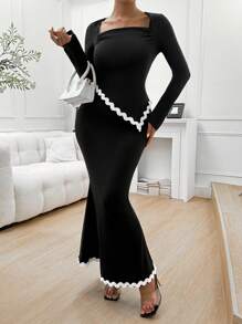 Chiquease 2pcs Slim Fit Casual Waisted Suit