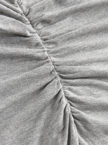 SHEIN Girlism Váy hai dây xếp nếp thường ngày cho bé gái Tween, dệt kim màu đen và xám, vừa vặn và thoải mái - Nhiều màu - Xem 3