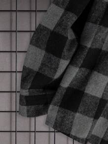 RueChic Men's Fashionable Classic Plaid Pattern Hooded Shirt Jacket - Grey - View 4