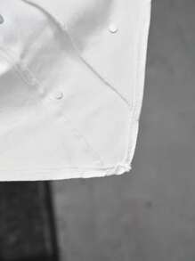 SHEIN Essnce Women's Lapel Sleeveless Double-Breasted Slim-Fit Charming Denim Jacket - White - View 6