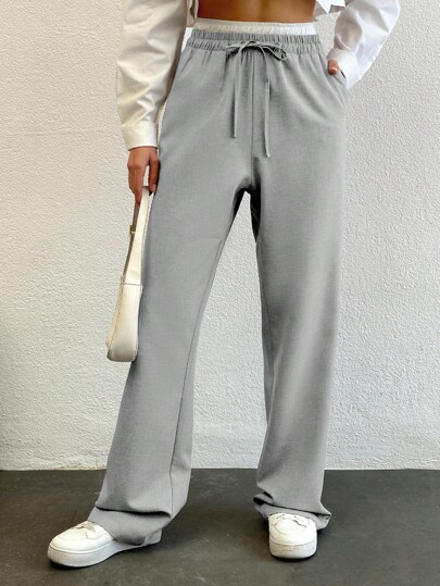 SHEIN Tall Pantaloni colorblock cu picior larg și șnur, pentru femei înalte