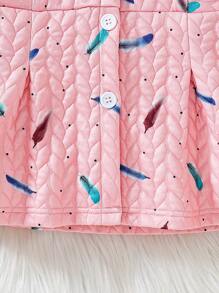 SHEIN Girls' Pink Fluffy Wheat Ear Flower Ruffle Hooded Jacket - Pink - View 5