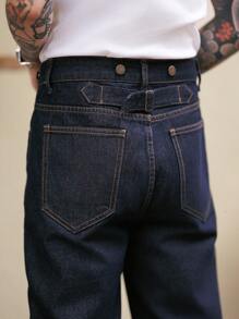 Manfinity Homme Men Slant Pocket Straight Leg Baggy Jeans - Dark Wash - View 4