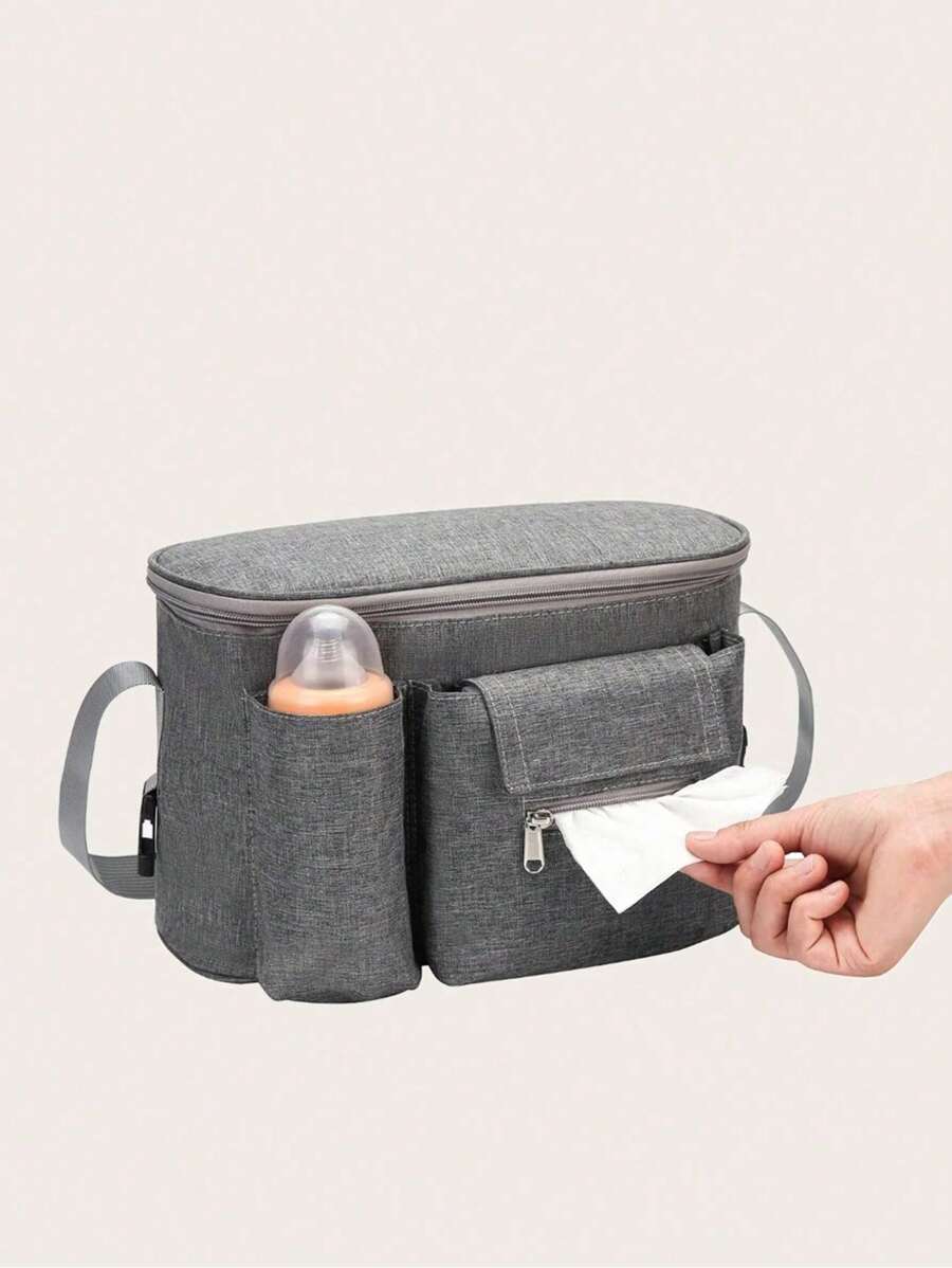 1 件婴儿推车收纳整理袋：多功能、大容量、时尚单肩斜挎妈咪包，配有婴儿推车挂袋和尿布袋