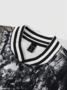 ROMWE MEN Street Life Herren Jacke mit Buchstaben- und Blumen Muster, Langarm Lässig Baseball Jacke für Frühling und Herbst - Verschiedenfarbig - Übersicht 5