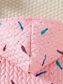 SHEIN Girls' Pink Fluffy Wheat Ear Flower Ruffle Hooded Jacket - Pink - View 4