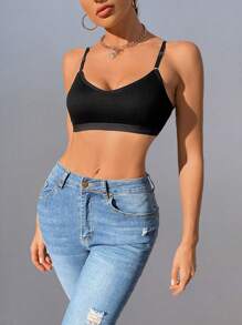 Women's Casual Comfy Plain Backless Bralette Set In Black And White - Black and White - View 7