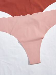 5pcs/Pack Seamless Women's Solid Color Hollow Cross Strap Thong Panty - Multicolor - View 3
