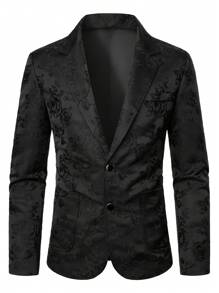 Manfinity Bizformal 男士立领长袖纽扣衬衫和纽扣短裤西装套装 - 黑色 - 查看 12