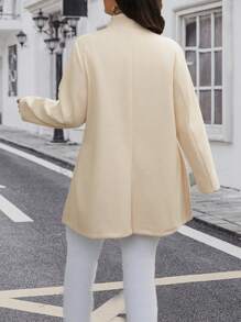 SHEIN LUNE Plus Size Women's Elegant Front Button Long Sleeve Overcoat, Suitable For Autumn & Winter