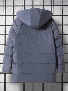 Teen Boys' Contrast Color Print Hooded Sweatshirt Winter - Grey - View 2