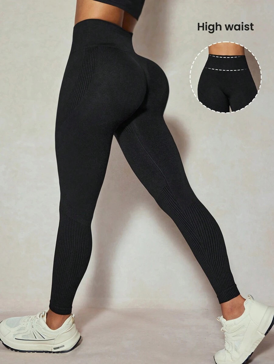 Slayoga Leggings aderenti senza cuciture minimal in colore unito per uso quotidiano da donna