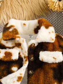 Genkimix Kids Young Girl Zip-Up Long Sleeve Sherpa Collar Fleece Jacket, Autumn/Winter - White - View 3