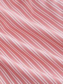 SHEIN MOD Women Open Back Button Pleated Design Fashionable Shirt-Style Tube Top Striped Top - Pink - View 4