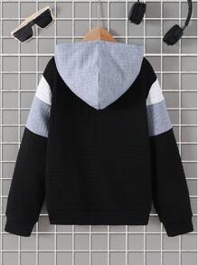 Áo nỉ phối màu tương phản cho bé trai, kiểu dáng thường ngày năng động. - Nhiều màu - Xem 2