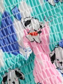 2 peças conjunto de biquíni estampado de cachorrinho fofo para meninas verão praia, maiô