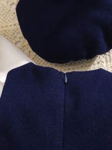 SHEIN 2 件装女婴学院风可爱羊毛无袖连衣裙和长款开衫套装 - 彩色 - 查看 12