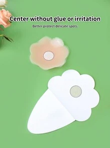 2 pares de pezoneras reutilizables de silicona con forma de nube para tallas grandes, sujetador invisible - Albaricoque - Ver 2