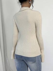 SHEIN Frenchy 女式长袖前开式舒适休闲毛衣，带纽扣环设计，秋季服装，秋季女装