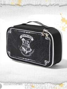 Harry Potter | ROMWE Hogwarts Badge Pattern Cosmetic Bag Set Of 3 For Travel And Storage - Black - View 4