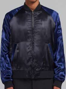 Manfinity VCAY 1 Stück Herren Halloween Prachtvoll Lässige Passform High Street Vintage Stil Satin Baseball Jacke Schulanfang, Herbst, Winter