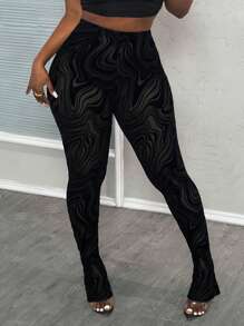 Slaydiva Leggings transparentes con efecto flockado de mujer, de uso casual/ajustado - Negro - Ver 6