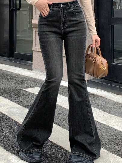 DAZY 女士前扣多口袋休闲牛仔裤