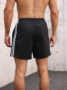 Manfinity Fitness Boyfriend Style Men's Striped Bull Print Drawstring Waist Loose Casual Shorts