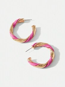 Twin Melody X SHEIN Aretes envolventes exagerados de alta gama y retorcidos tejidos de moda europea y americana para mujeres, aros C chic y versátiles