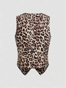 Chiquease Women's Sleeveless Leopard Print Front Button Casual Jacket,Fall Women Outfits - Multicolor - View 8