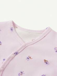 Cozy Pixies Neonata Tutina Casual Morbida Con Fantasia Floreale A Manica Lunga E Piedini