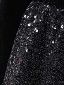 2 件装 Tween 女童亮片缀饰中长裙和天鹅绒花朵长袖上衣优雅派对装 - 黑色 - 查看 3