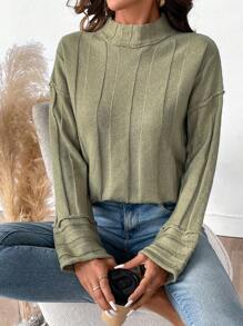 Chiquease 女士纯色落肩长袖超大休闲毛衣，秋冬