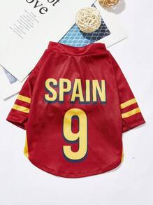 PETSIN Camiseta de fútbol impresa con letras y números de talla española 9 para mascotas gato y perro, adecuada para la Copa de Europa