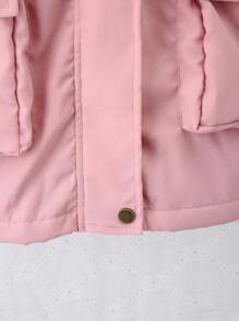Tween Girl 加厚保暖内衬连帽夹克 - 粉色 - 查看 3