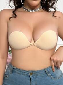 1 pieza Sujetador adhesivo de unicolor minimalista de talla grande para mujeres