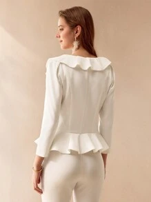 MOTF PREMIUM ÁO PEPLUM CỔ VUÔNG RÕ RÀNG TRIM - trắng - Xem 8