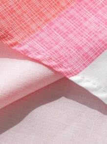 Manfinity Homme Men's Color Block Striped Printed Short Sleeve Shirt And Solid Color Shorts, Simple Daily Outfit - Pink - View 5