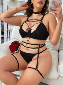 6 Stücke Große Größen exotisches Punk-Stil sexy Dessous-Set