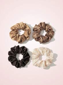 SHEIN MOD 4 件/包女士可爱日常发圈，适合度假、婚礼、学校发带马尾辫固定器发圈发绳 - 咖啡 - 查看 2