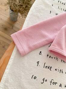 SHEIN LMoss Kids LMoss Baby Girl Baby Girls Lightweight Solid Knit Cardigan Sweater, Suitable For Vacation Travel Outings,In Fall/Winter