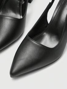 CUCCOO BIZCHIC Chaussures à talons épais à bout pointu en PU avec sangle arrière noire. Idéal pour le travail, les sorties, les fêtes et les vacances. Parfait pour Noël, l'automne, le Nouvel An et la Saint-Valentin