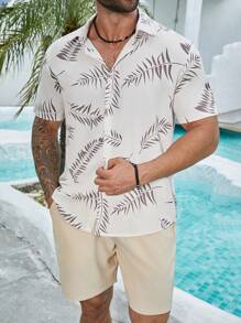 Manfinity Homme 2pcs Men Floral Print Collared Shirt And Shorts Set - Multicolor - View 3