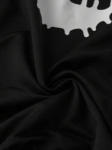 SHEIN LUNE Plus Size Contrast Color Print Casual Long Sleeve Sweatshirt Pullover Fall - Black - View 5