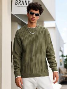 Manfinity Hypemode Men's Solid Color Crew Neck Casual Long Sleeve Sweater