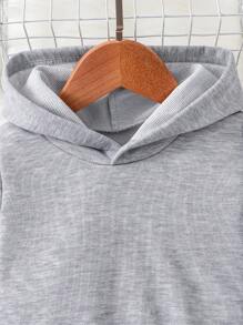 Bộ áo nỉ dài tay có mũ trùm đầu có khẩu hiệu tiếng Anh của cậu bé - Xám - Xem 7